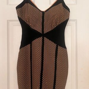 2B Bebe Black and Tan Mini Dress